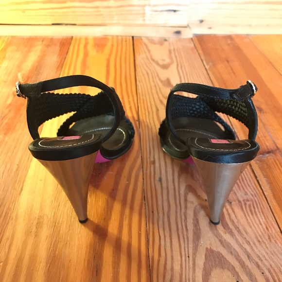 Betsey Johnson Black Braided Heels, EUC, 8 - Picture 3 of 14